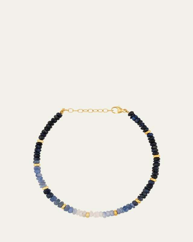 Ombre Blue Sapphire Mini Gold Bead Bracelet